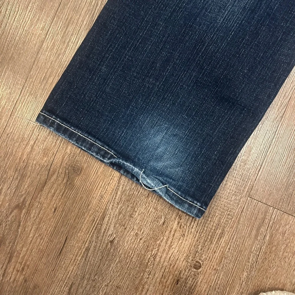 BKE Tyler Straight Leg Jeans Mens 36R‎ Dark Wash Distressed Denim Blue